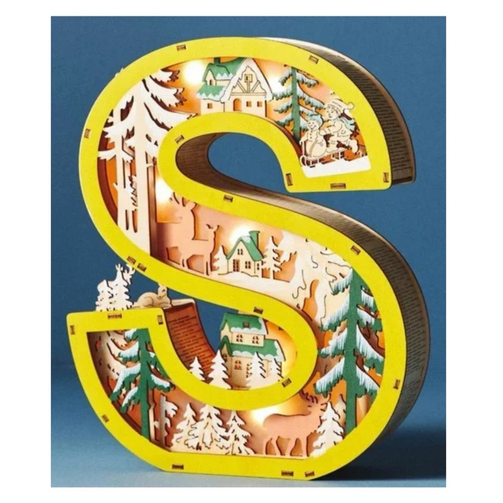 Anthropologie Illuminated Wonderland Scene Monogram Letter S NWT - Picture 2 of 13